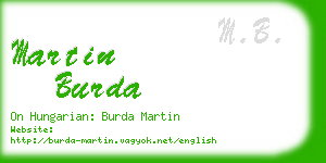 martin burda business card